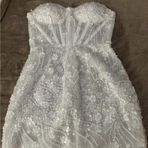 Elegant Floral Embellished Wedding After Party Dress